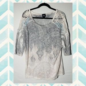 Daytrip Loose White & Light Blue Blouse XL